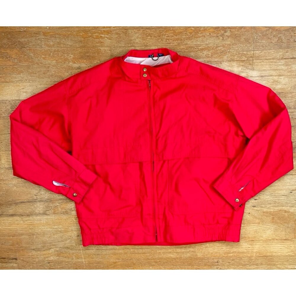 Vintage Mens Mighty Mac Utility Jacket Size M/L (44) 1980s Red Canvas Bomber
